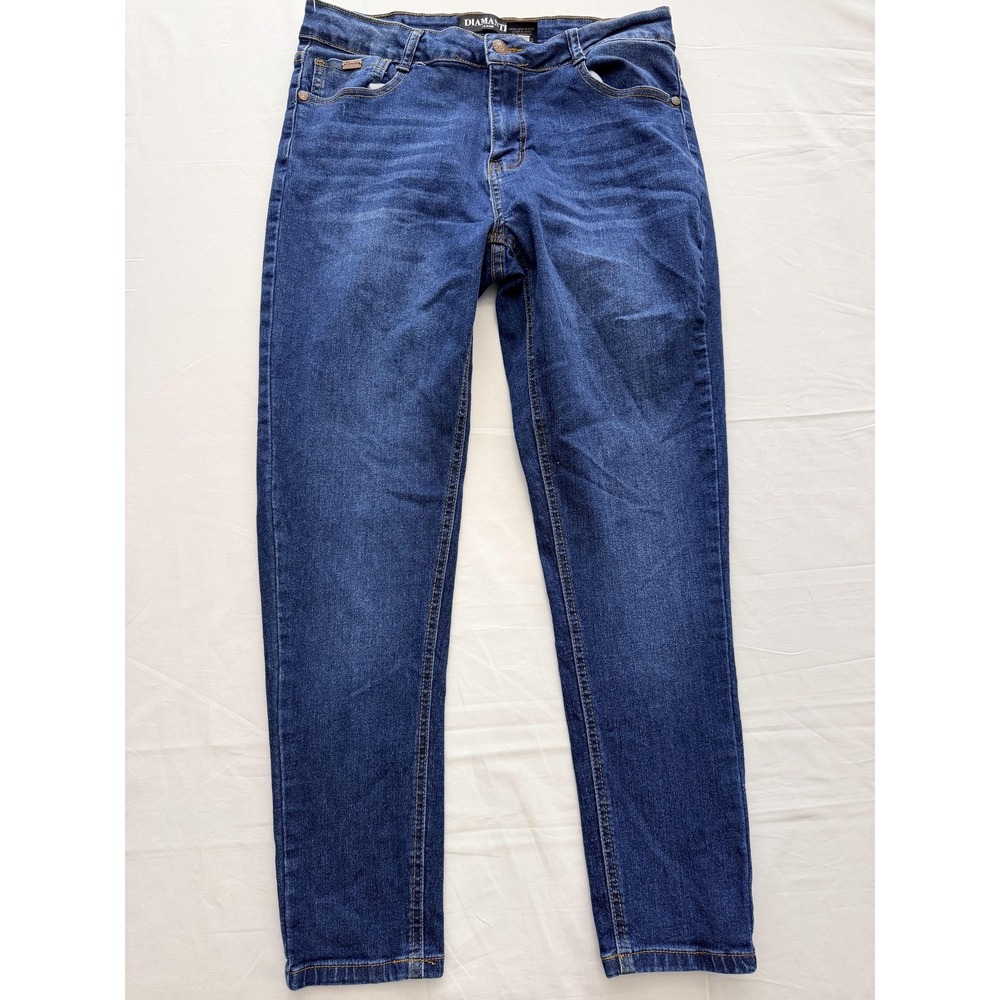 Diamante Skinny Jeans Juniors 13/29 Blue Med Wash Mid Rise Stretch 32x29